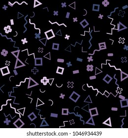 Memphis background.  Abstract background with different color figures for card or banner. Memphis background with figures of different forms and colors for your design. Vector texture.