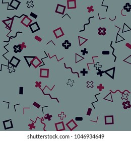 Memphis background.  Abstract background with different  color figures for mobile application or card. Abstract memphis background with geometric colorful figures for your design. Vector texture.
