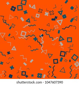 Memphis background.  Abstract background with different  color figures for print or card. Abstract memphis background with geometric colorful figures for your design. Vector texture.