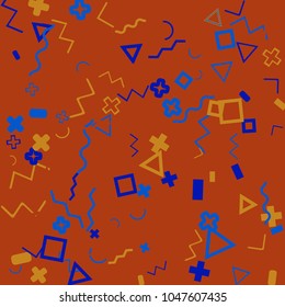 Memphis background.  Abstract background with different  color figures for mobile application or card. Abstract memphis background with geometric colorful figures for your design. Vector texture.