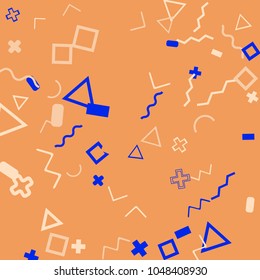 Memphis background.  Abstract background with different  color figures for card or banner. Abstract memphis background with geometric colorful figures for your design. Vector texture.