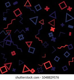 Memphis background.  Abstract background with different color figures for poster or print. Memphis background with figures of different forms and colors for your design. Vector texture.