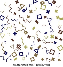 Memphis background.  Abstract background with different color figures for card or banner. Memphis background with figures of different forms and colors for your design. Vector texture.