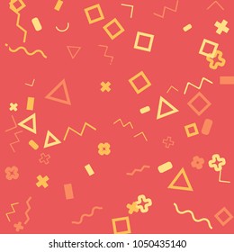 Memphis background.  Abstract background with different  color figures for poster or card. Abstract memphis background with geometric colorful figures for your design. Vector texture.