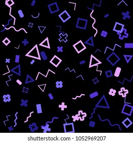 Memphis background.  Abstract background with different color figures for print or mobile application. Memphis background with figures of different forms and colors for your design. Vector texture.