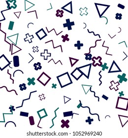 Memphis background.  Abstract background with different color figures for poster or print. Memphis background with figures of different forms and colors for your design. Vector texture.