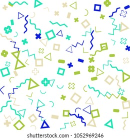 Memphis background.  Abstract background with different color figures for mobile application or poster. Memphis background with figures of different forms and colors for your design. Vector texture.