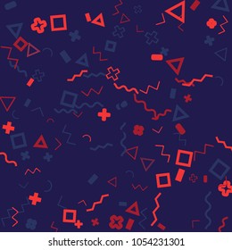 Memphis background.  Abstract background with different  color figures for mobile application or card. Abstract memphis background with geometric colorful figures for your design. Vector texture.