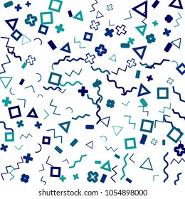 Memphis background.  Abstract background with different color figures for print or mobile application. Memphis background with figures of different forms and colors for your design. Vector texture.