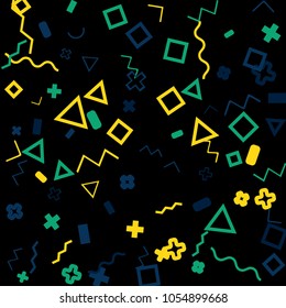 Memphis background.  Abstract background with different color figures for print or mobile application. Memphis background with figures of different forms and colors for your design. Vector texture.