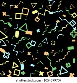 Memphis background.  Abstract background with different color figures for mobile application or poster. Memphis background with figures of different forms and colors for your design. Vector texture.