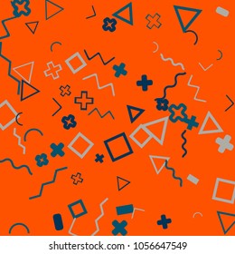 Memphis background.  Abstract background with different  color figures for card or banner. Abstract memphis background with geometric colorful figures for your design. Vector texture.