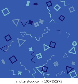 Memphis background.  Abstract background with different  color figures for poster or card. Abstract memphis background with geometric colorful figures for your design. Vector texture.