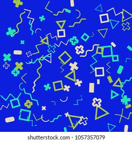 Memphis background.  Abstract background with different  color figures for mobile application or card. Abstract memphis background with geometric colorful figures for your design. Vector texture.