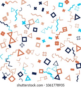 Memphis background.  Abstract background with different color figures for print or mobile application. Memphis background with figures of different forms and colors for your design. Vector texture.