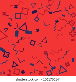 Memphis background.  Abstract background with different  color figures for mobile application or card. Abstract memphis background with geometric colorful figures for your design. Vector texture.