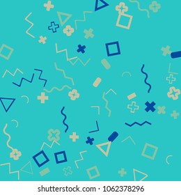 Memphis background.  Abstract background with different  color figures for mobile application or card. Abstract memphis background with geometric colorful figures for your design. Vector texture.