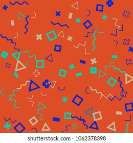 Memphis background.  Abstract background with different  color figures for mobile application or card. Abstract memphis background with geometric colorful figures for your design. Vector texture.