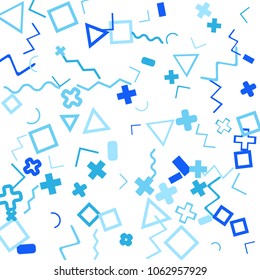 Memphis background.  Abstract background with different color figures for print or mobile application. Memphis background with figures of different forms and colors for your design. Vector texture.