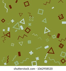 Memphis background.  Abstract background with different  color figures for card or banner. Abstract memphis background with geometric colorful figures for your design. Vector texture.