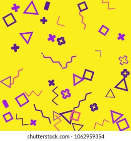 Memphis background.  Abstract background with different  color figures for card or banner. Abstract memphis background with geometric colorful figures for your design. Vector texture.
