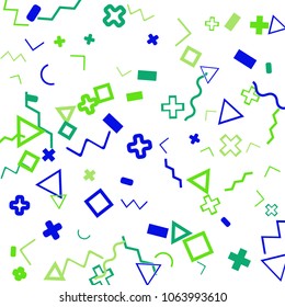 Memphis background.  Abstract background with different color figures for poster or print. Memphis background with figures of different forms and colors for your design. Vector texture.
