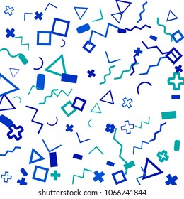 Memphis background.  Abstract background with different color figures for print or mobile application. Memphis background with figures of different forms and colors for your design. Vector texture.