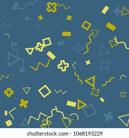 Memphis background.  Abstract background with different  color figures for print or card. Abstract memphis background with geometric colorful figures for your design. Vector texture.