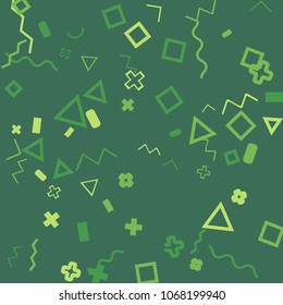 Memphis background.  Abstract background with different  color figures for print or card. Abstract memphis background with geometric colorful figures for your design. Vector texture.