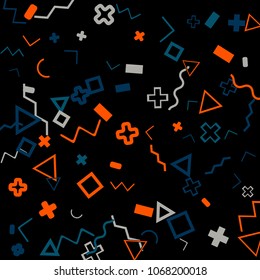 Memphis background.  Abstract background with different color figures for mobile application or poster. Memphis background with figures of different forms and colors for your design. Vector texture.