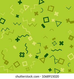 Memphis background.  Abstract background with different  color figures for poster or card. Abstract memphis background with geometric colorful figures for your design. Vector texture.