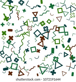 Memphis background.  Abstract background with different color figures for poster or print. Memphis background with figures of different forms and colors for your design. Vector texture.