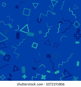 Memphis background.  Abstract background with different  color figures for print or card. Abstract memphis background with geometric colorful figures for your design. Vector texture.