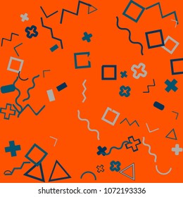 Memphis background.  Abstract background with different  color figures for mobile application or card. Abstract memphis background with geometric colorful figures for your design. Vector texture.