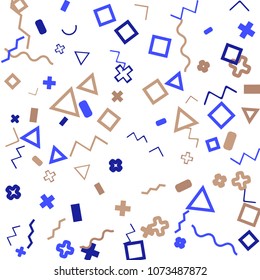 Memphis background.  Abstract background with different color figures for card or banner. Memphis background with figures of different forms and colors for your design. Vector texture.