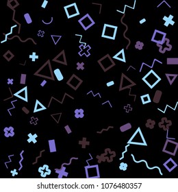 Memphis background.  Abstract background with different color figures for poster or print. Memphis background with figures of different forms and colors for your design. Vector texture.