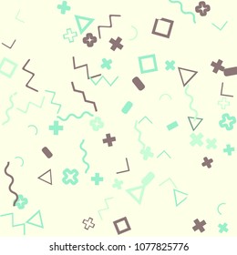 Memphis background.  Abstract background with different  color figures for print or card. Abstract memphis background with geometric colorful figures for your design. Vector texture.
