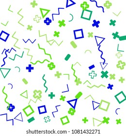 Memphis background.  Abstract background with different color figures for mobile application or poster. Memphis background with figures of different forms and colors for your design. Vector texture.