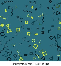 Memphis background.  Abstract background with different  color figures for card or banner. Abstract memphis background with geometric colorful figures for your design. Vector texture.