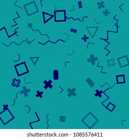 Memphis background.  Abstract background with different  color figures for print or card. Abstract memphis background with geometric colorful figures for your design. Vector texture.
