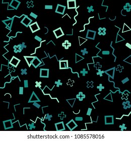 Memphis background.  Abstract background with different color figures for card or banner. Memphis background with figures of different forms and colors for your design. Vector texture.