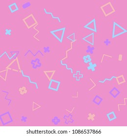 Memphis background.  Abstract background with different  color figures for mobile application or card. Abstract memphis background with geometric colorful figures for your design. Vector texture.