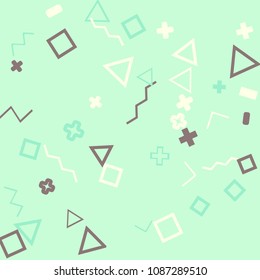 Memphis background.  Abstract background with different  color figures for print or card. Abstract memphis background with geometric colorful figures for your design. Vector texture.