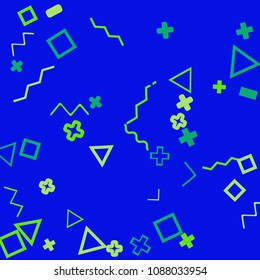 Memphis background.  Abstract background with different  color figures for card or banner. Abstract memphis background with geometric colorful figures for your design. Vector texture.