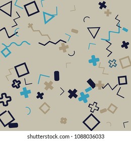 Memphis background.  Abstract background with different  color figures for mobile application or card. Abstract memphis background with geometric colorful figures for your design. Vector texture.