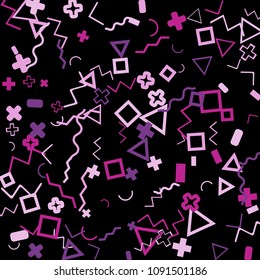 Memphis background.  Abstract background with different color figures for poster or print. Memphis background with figures of different forms and colors for your design. Vector texture.