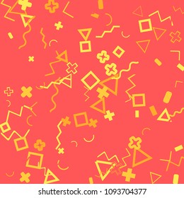 Memphis background.  Abstract background with different  color figures for poster or card. Abstract memphis background with geometric colorful figures for your design. Vector texture.