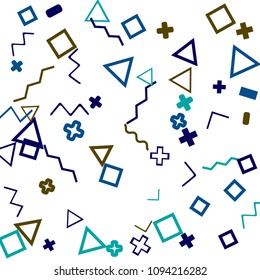 Memphis background.  Abstract background with different color figures for mobile application or poster. Memphis background with figures of different forms and colors for your design. Vector texture.