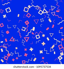 Memphis background.  Abstract background with different  color figures for mobile application or card. Abstract memphis background with geometric colorful figures for your design. Vector texture.