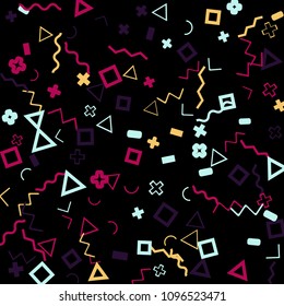 Memphis background.  Abstract background with different color figures for mobile application or poster. Memphis background with figures of different forms and colors for your design. Vector texture.